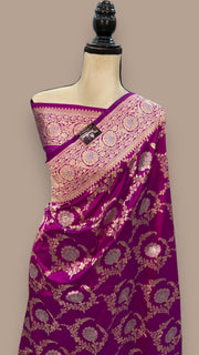 Pure Katan Silk Banarasi Handloom Saree - All over Sona Roopa Jaal work - The Handlooms