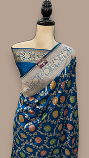 Pure Katan Silk Banarasi Handloom Saree - All over Jaal work with Meenakari - The Handlooms
