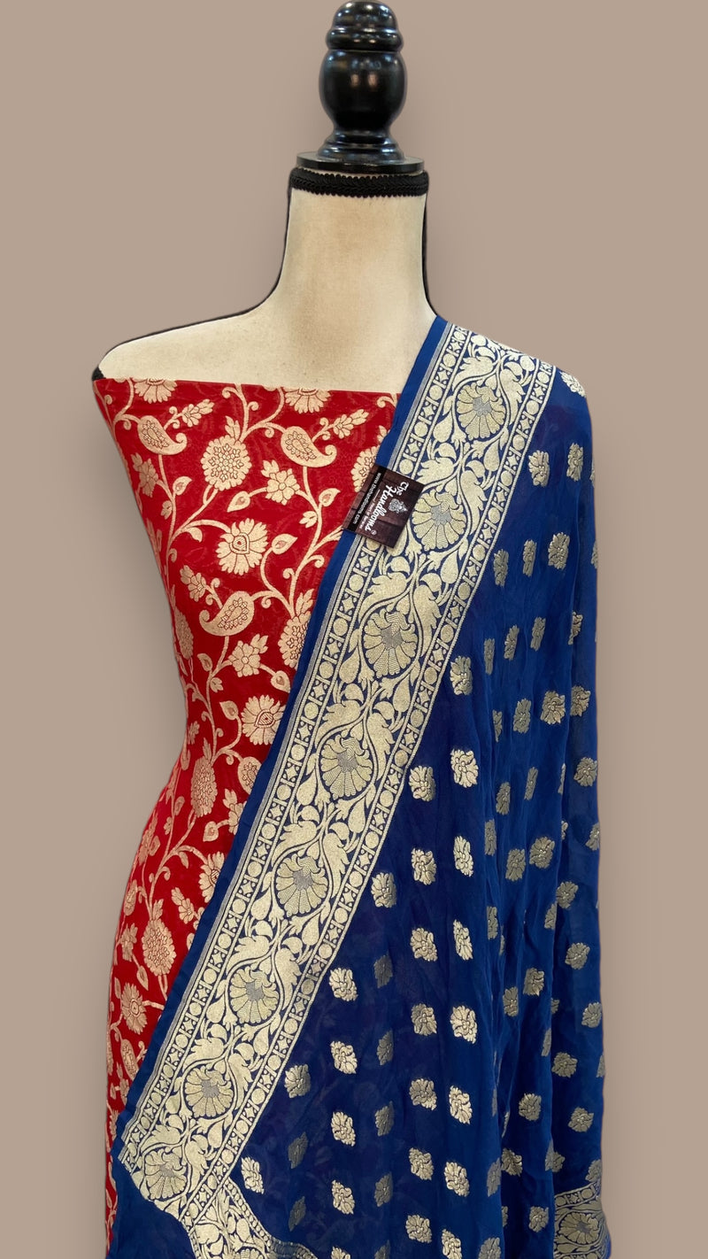 Khaddi Georgette Banarasi Dress material - The Handlooms
