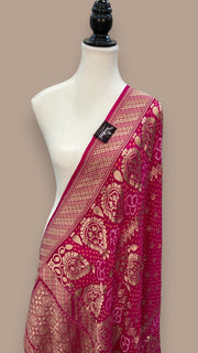 Pure Georgette Banarasi Bandhej Handloom Dupatta - The Handlooms
