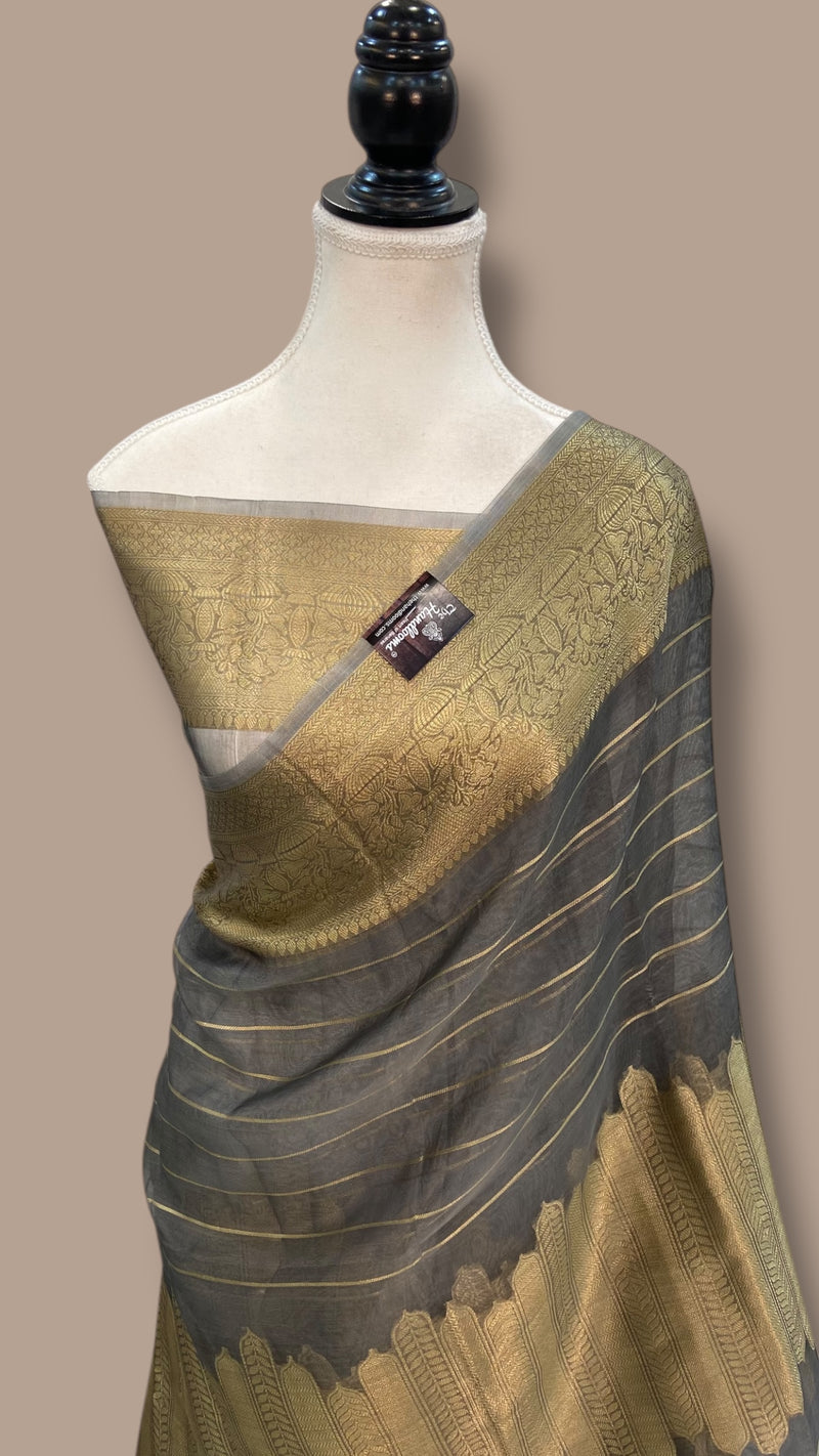 Pure Metallic Tissue Handloom Banarasi Saree - The Handlooms