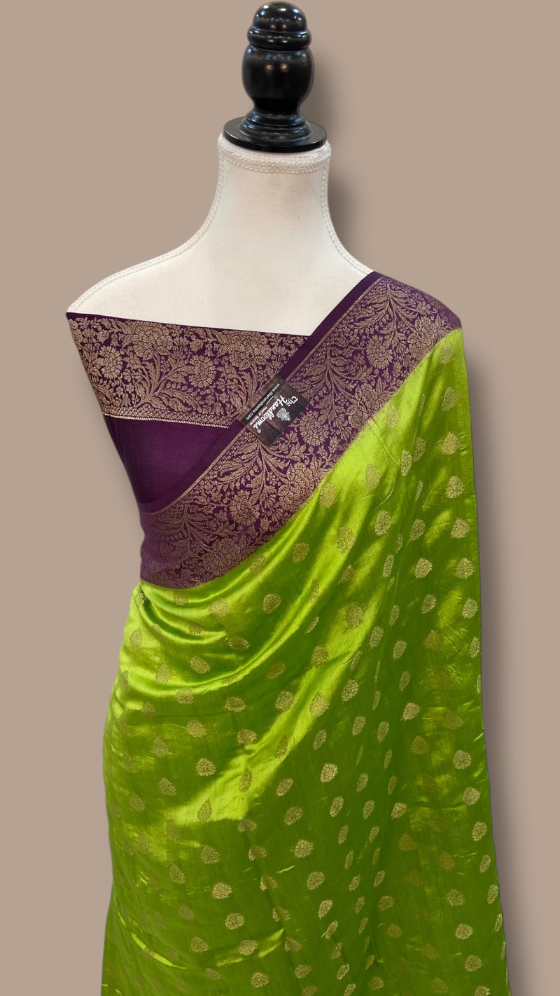 Pure Raw Chiniya Silk Handloom Banarasi Saree - The Handlooms
