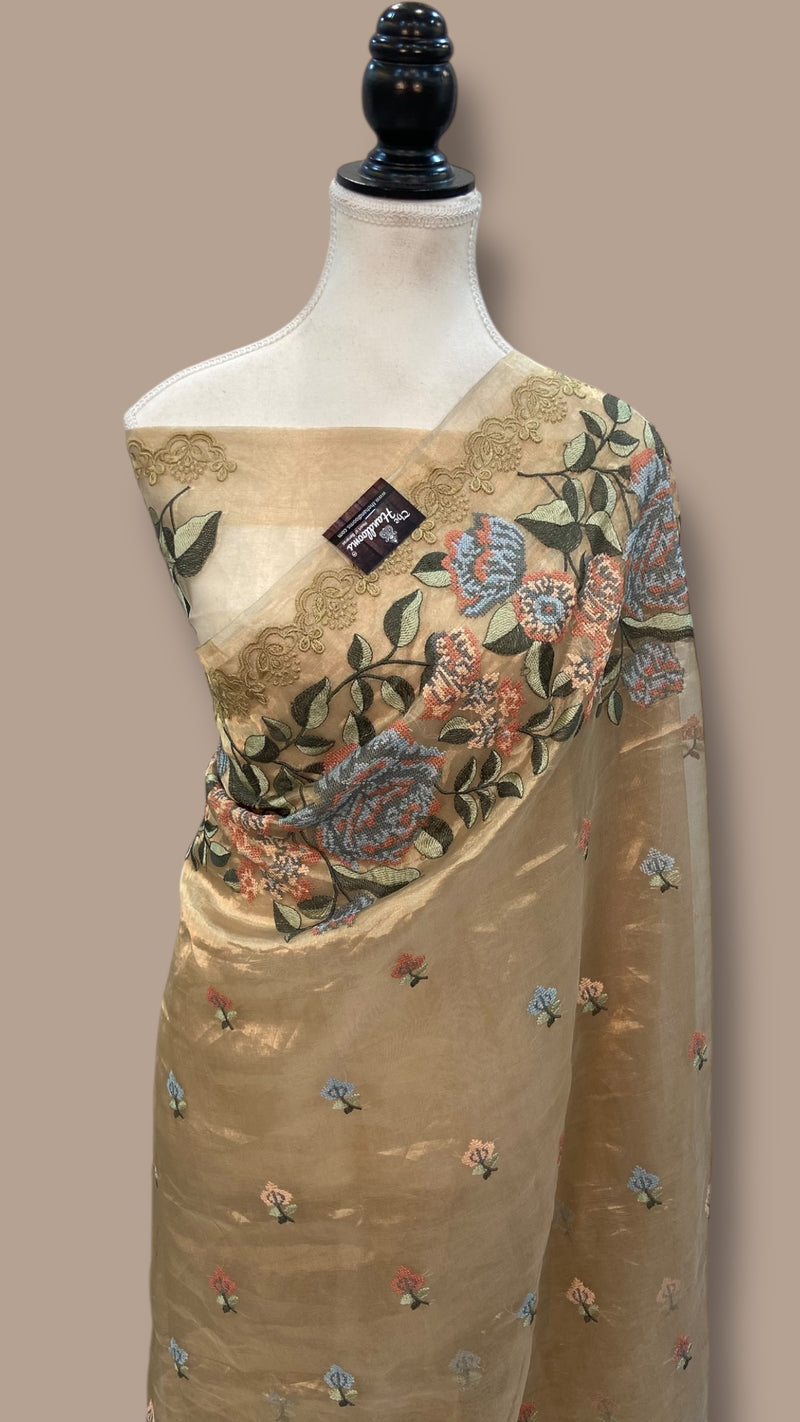 Pure Tissue Handloom Banarasi Saree With Chikankari - The Handlooms