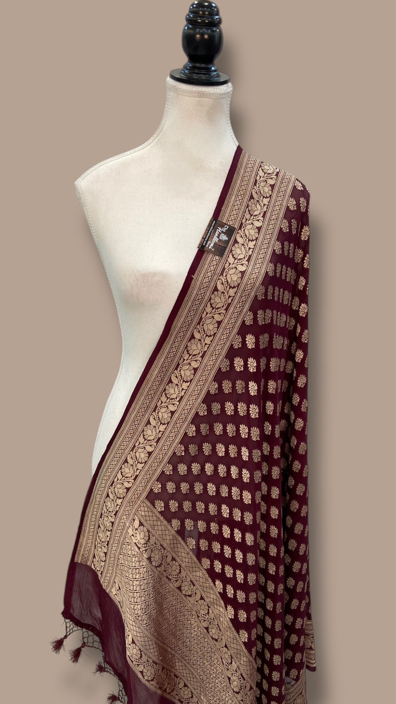 Khaddi Georgette Handloom Banarasi Dupatta - The Handlooms