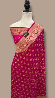 Pure Georgette Banarasi Bandhej Handloom Saree - The Handlooms