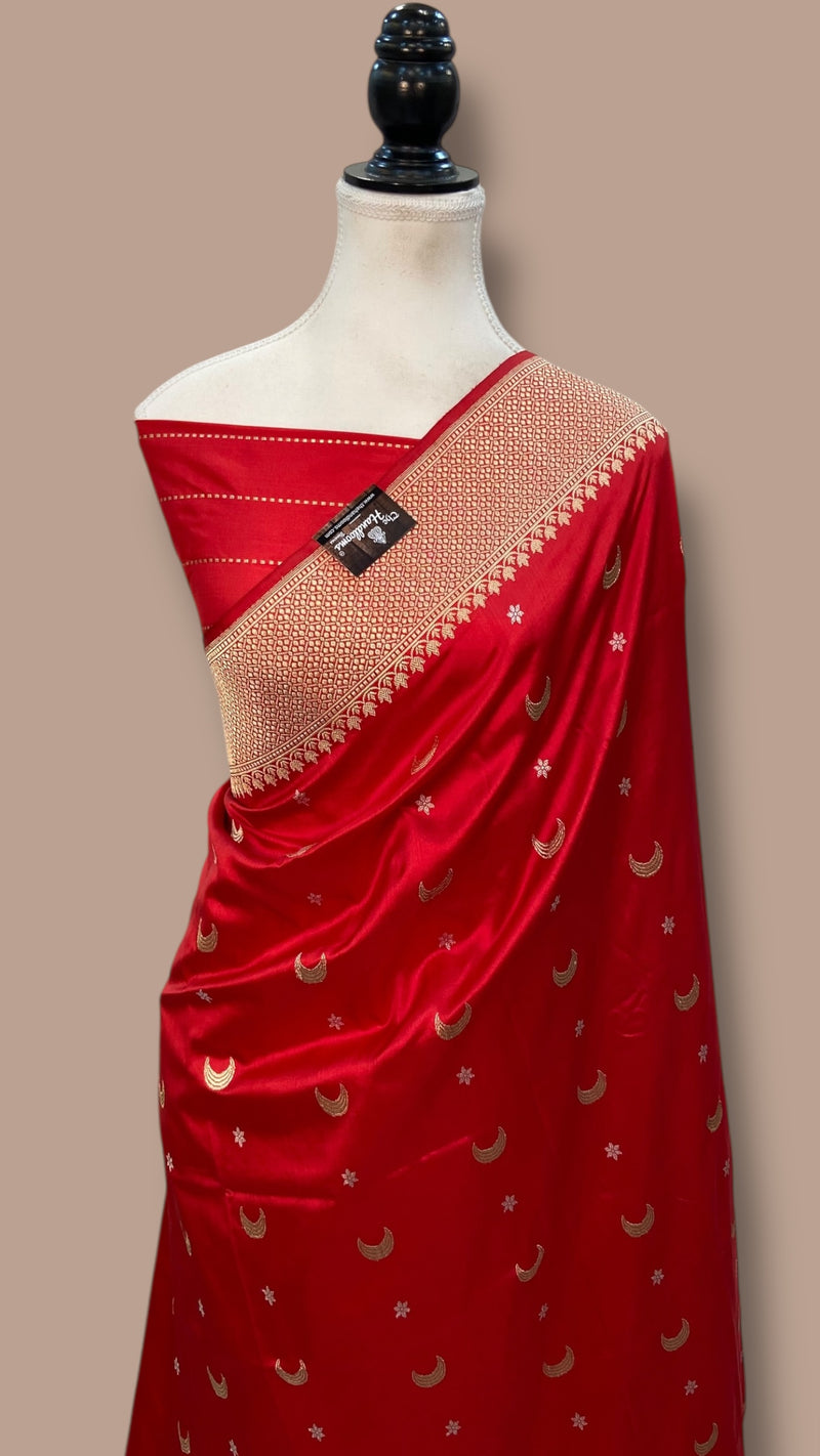 Pure Katan Silk Banarasi Handloom Saree - All over Kadua motifs With Meenakari - The Handlooms