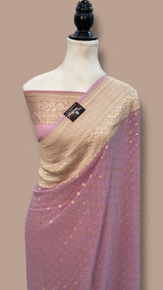 Pure Khaddi Georgette Handloom Banarasi Saree with water zari - The Handlooms