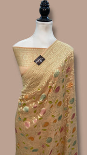 Pure Khaddi Georgette Handloom Banarasi Saree - All over Jaal Work - The Handlooms