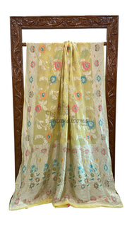 Pure Khaddi Georgette Handloom Banarasi Saree - All over Jaal Work With Meenakari - The Handlooms