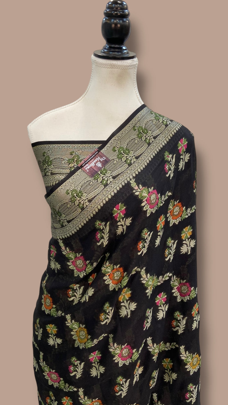 Pure Chiffon Khaddi Banarasi Saree - The Handlooms