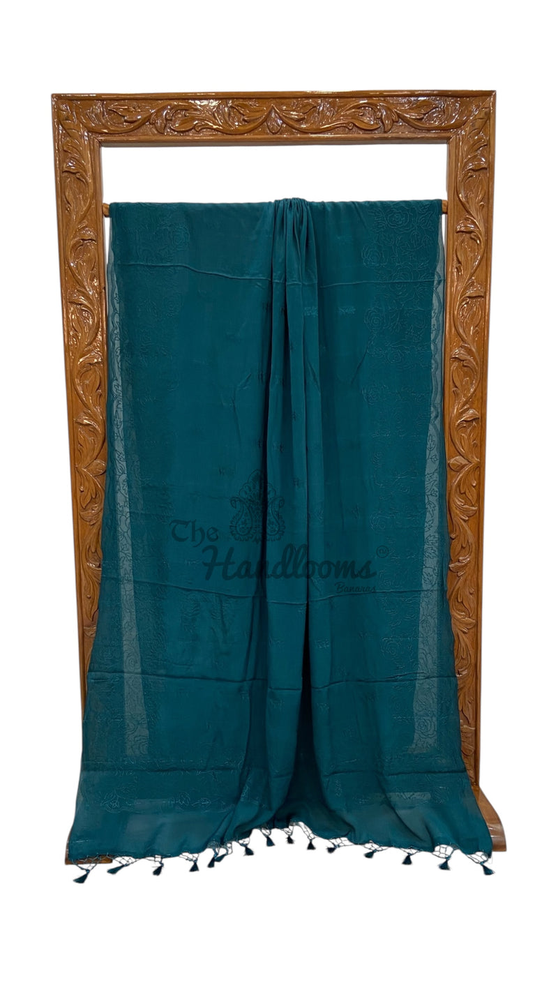 Pure Georgette Chikankari Handloom Banarasi Saree - The Handlooms