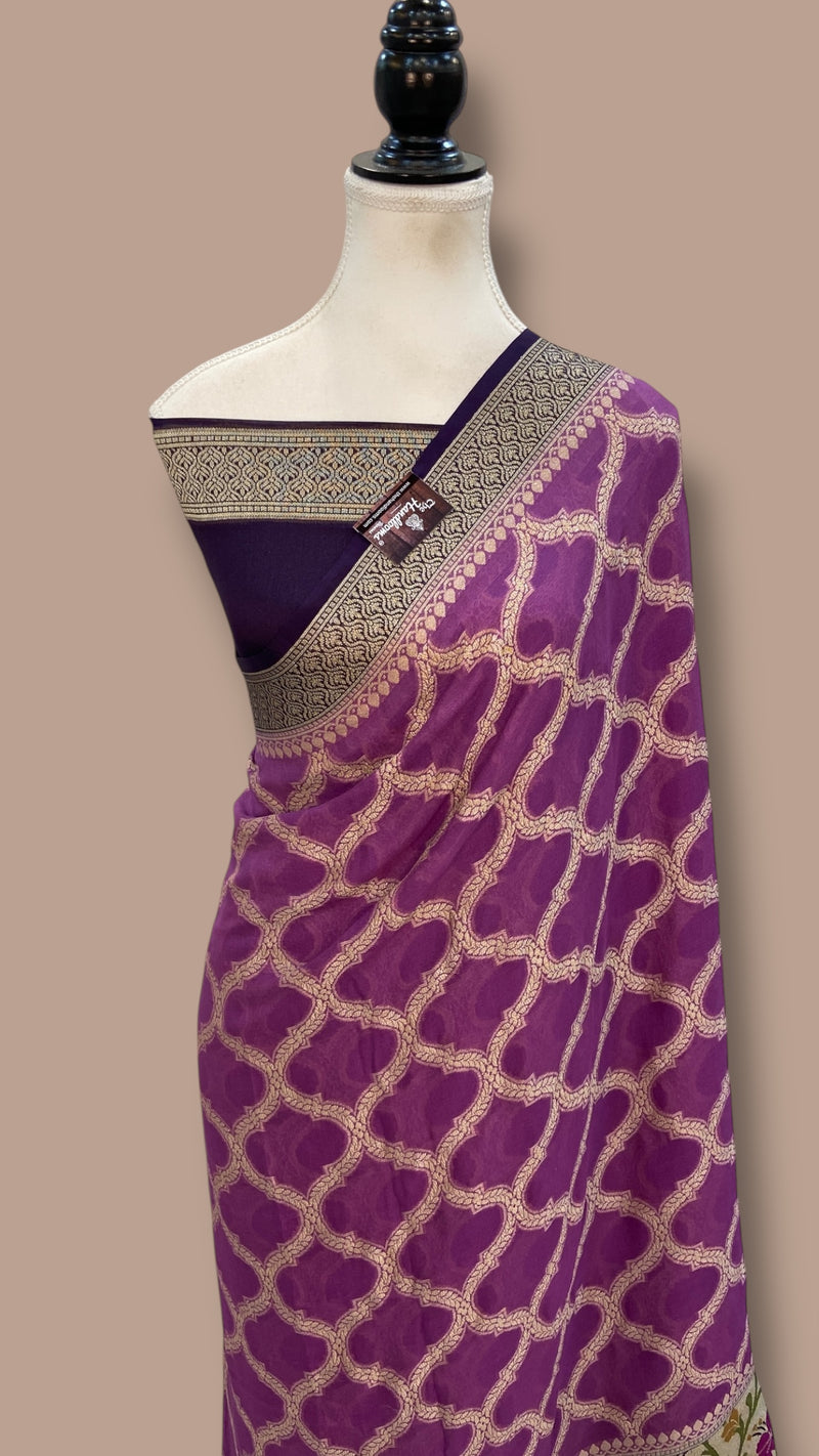 Pure Chiffon Khaddi Banarasi Saree - The Handlooms