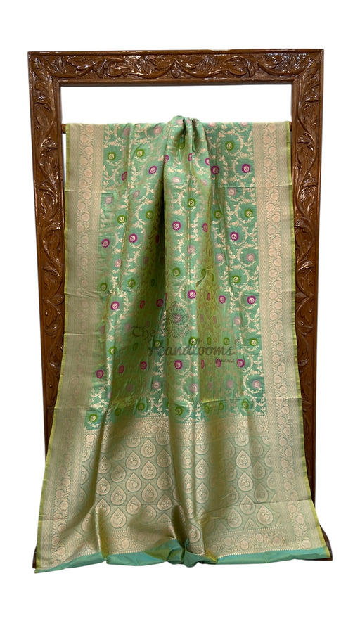 Pure Katan Silk Banarasi Handloom Saree - All over Jaal work With Meenakari - The Handlooms