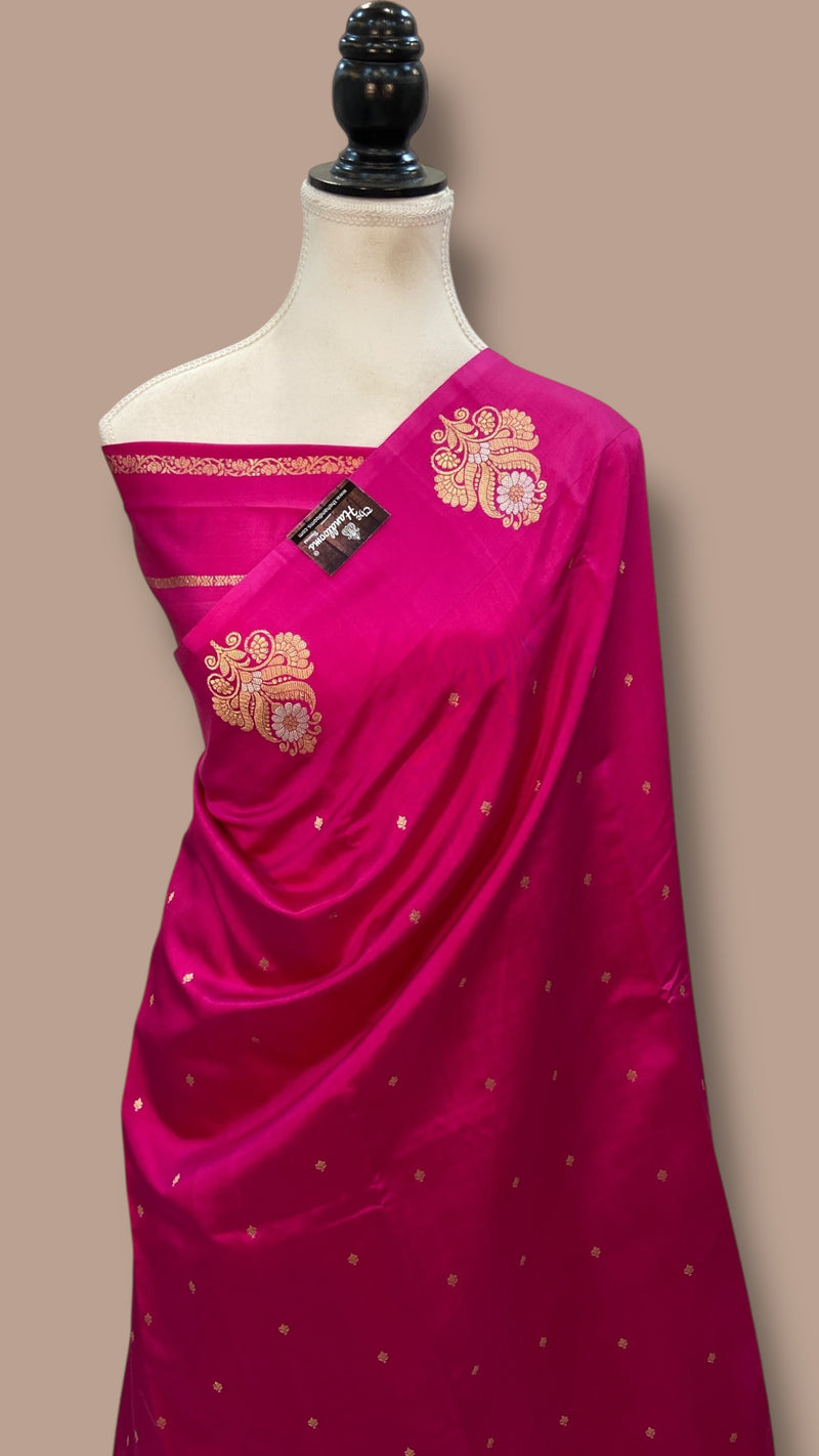 Pure Katan Silk Banarasi Handloom Saree - All over Kadua motifs - The Handlooms