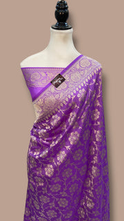 Pure Katan Silk Banarasi Handloom Saree - All Over Jaal Work - The Handlooms