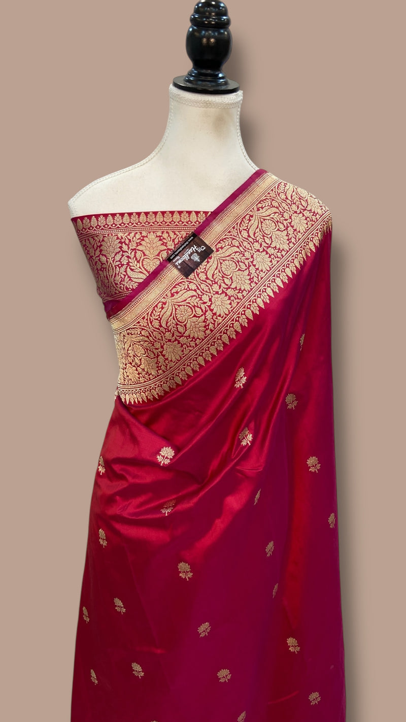 Pure Katan Silk Banarasi Handloom Saree - All Over Kadua Motifs - The Handlooms
