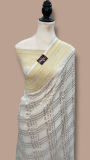 Khaddi Georgette Handloom Banarasi Saree - All Over Sona Roopa Jaal Work - The Handlooms