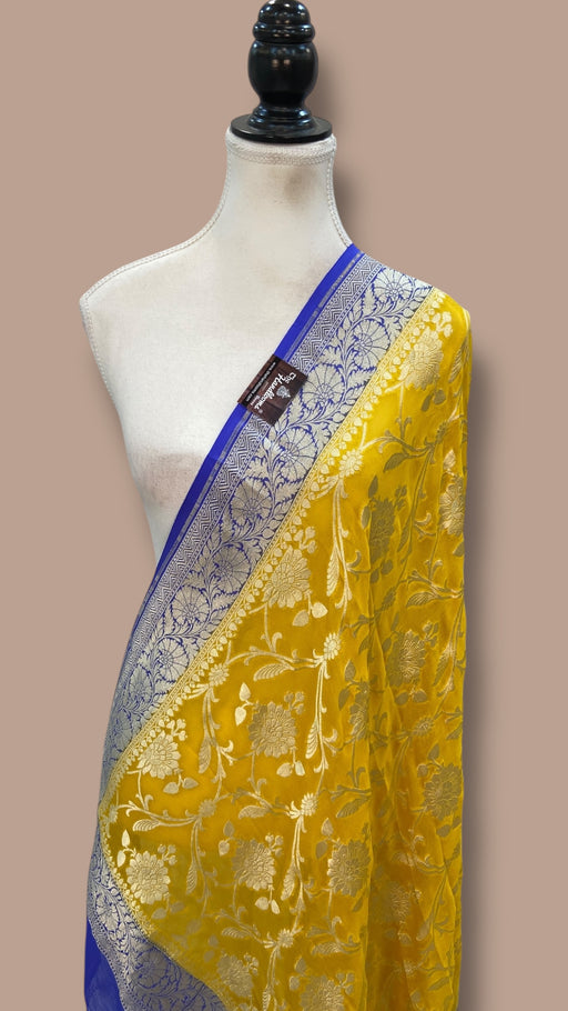 Pure Khaddi Georgette Dupatta - water zari - The Handlooms