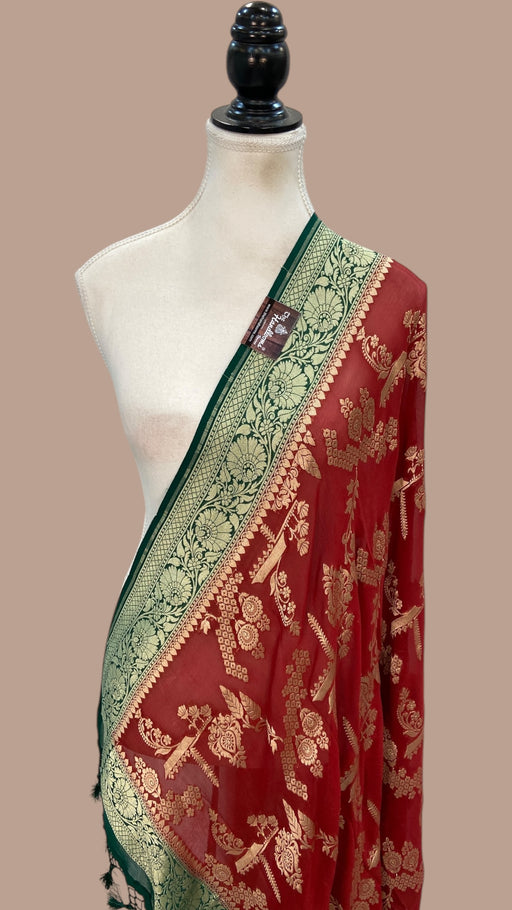 Pure Khaddi Georgette Dupatta - Water Zari - The Handlooms