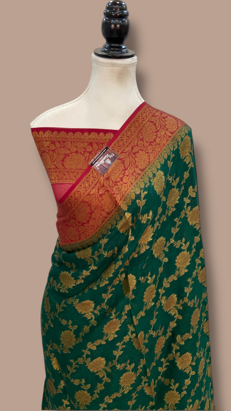 Pure Chiffon Khaddi Banarasi Saree - The Handlooms