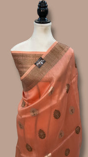 Pure Kora Handloom Banarasi Saree - All Over Sona Roopa Boota - The Handlooms