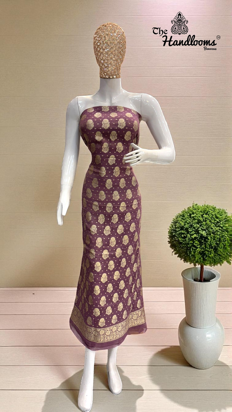 Tissue Khaddi Georgette Banarasi Dress material - The Handlooms