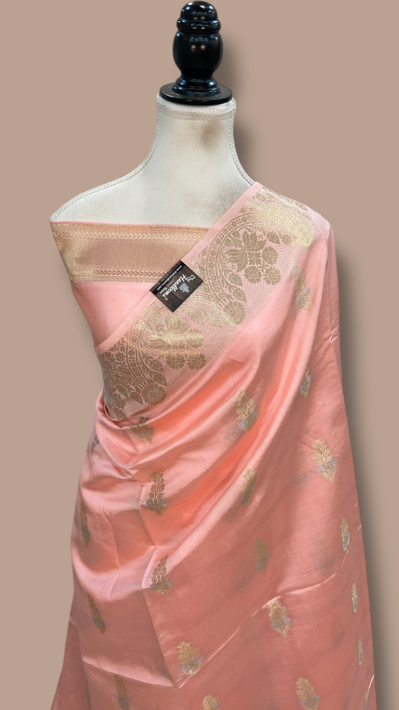 Pure Mango Silk Banarasi Handlokom Saree
