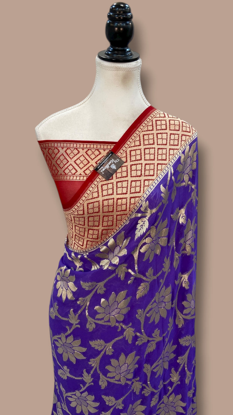 Khaddi Georgette Handloom Banarasi Saree - The Handlooms