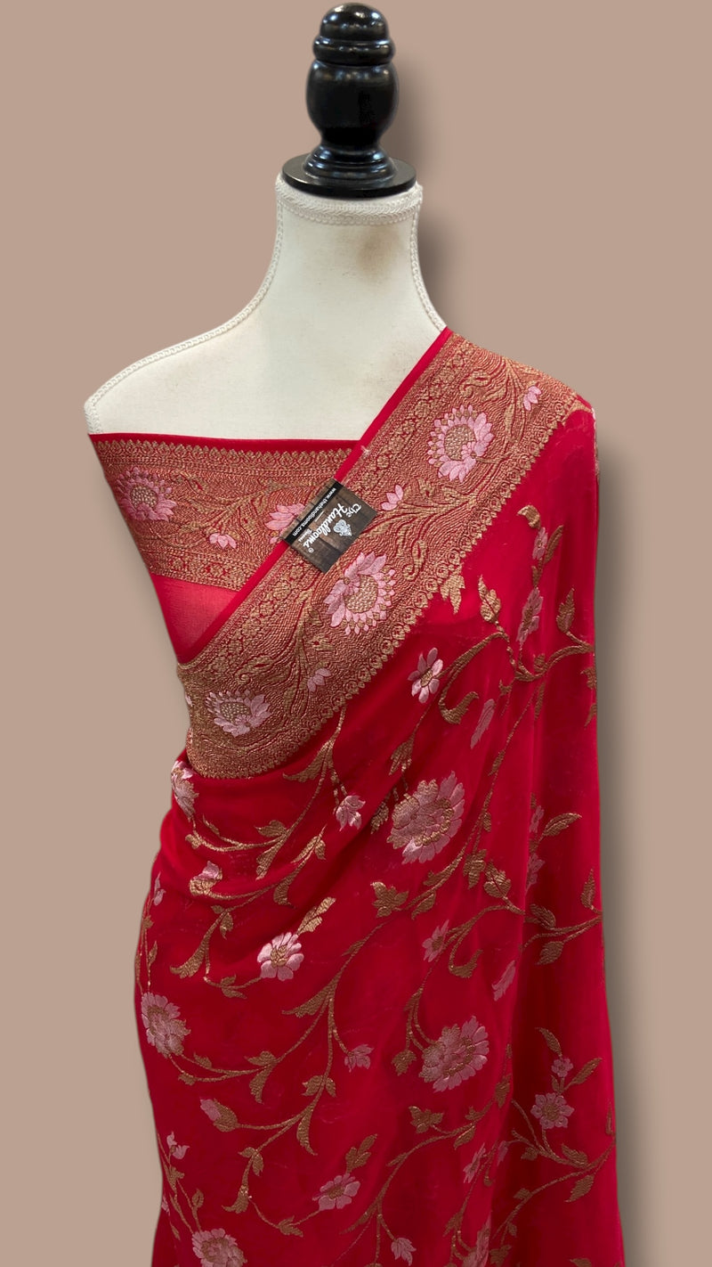 Khaddi Georgette Banarasi Saree -  Antique Roopa - The Handlooms
