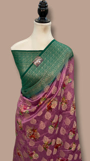 Pure Chiniya Silk Handloom Banarasi Saree Digital Print - The Handlooms