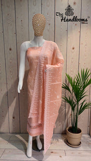 Pure Tussar Chikankari Handloom Banarasi Dress Material - The Handlooms