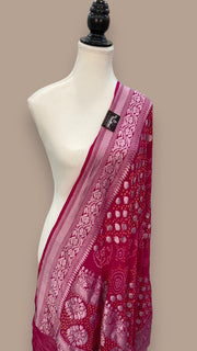 Pure Georgette Banarasi Bandhej Handloom Dupatta - The Handlooms