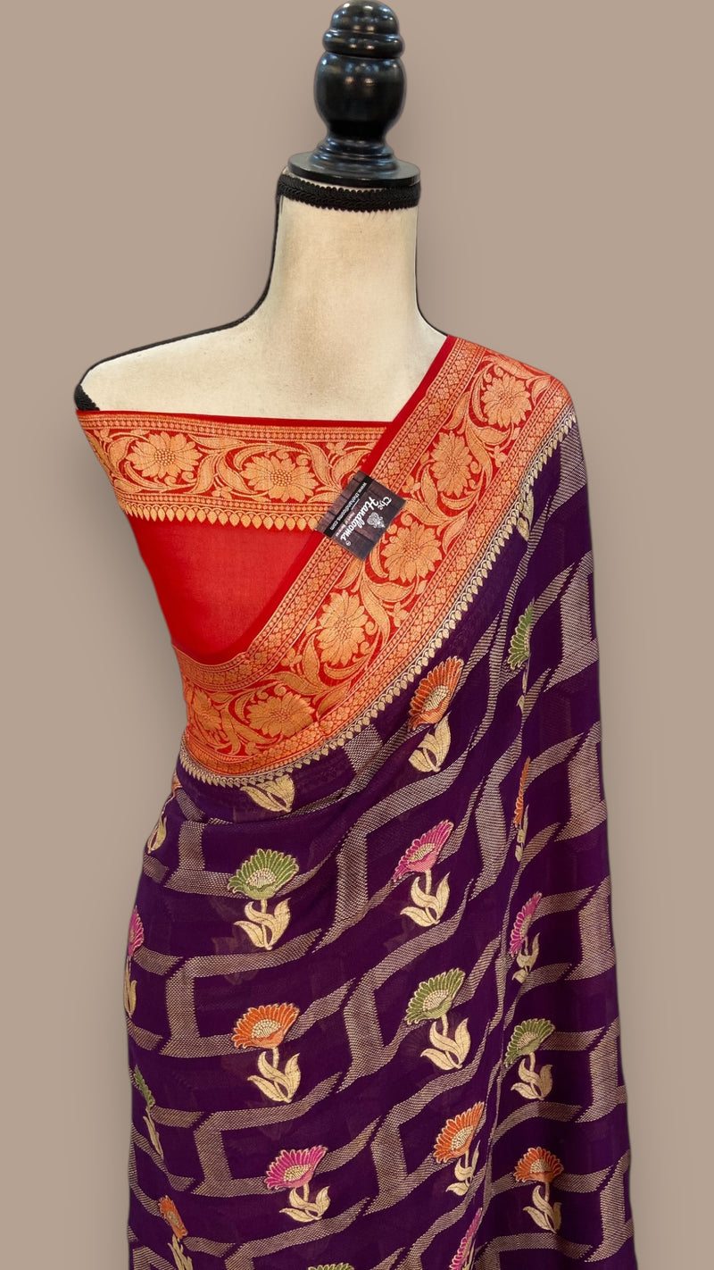 Pure Crepe Georgette Banarasi Saree - The Handlooms