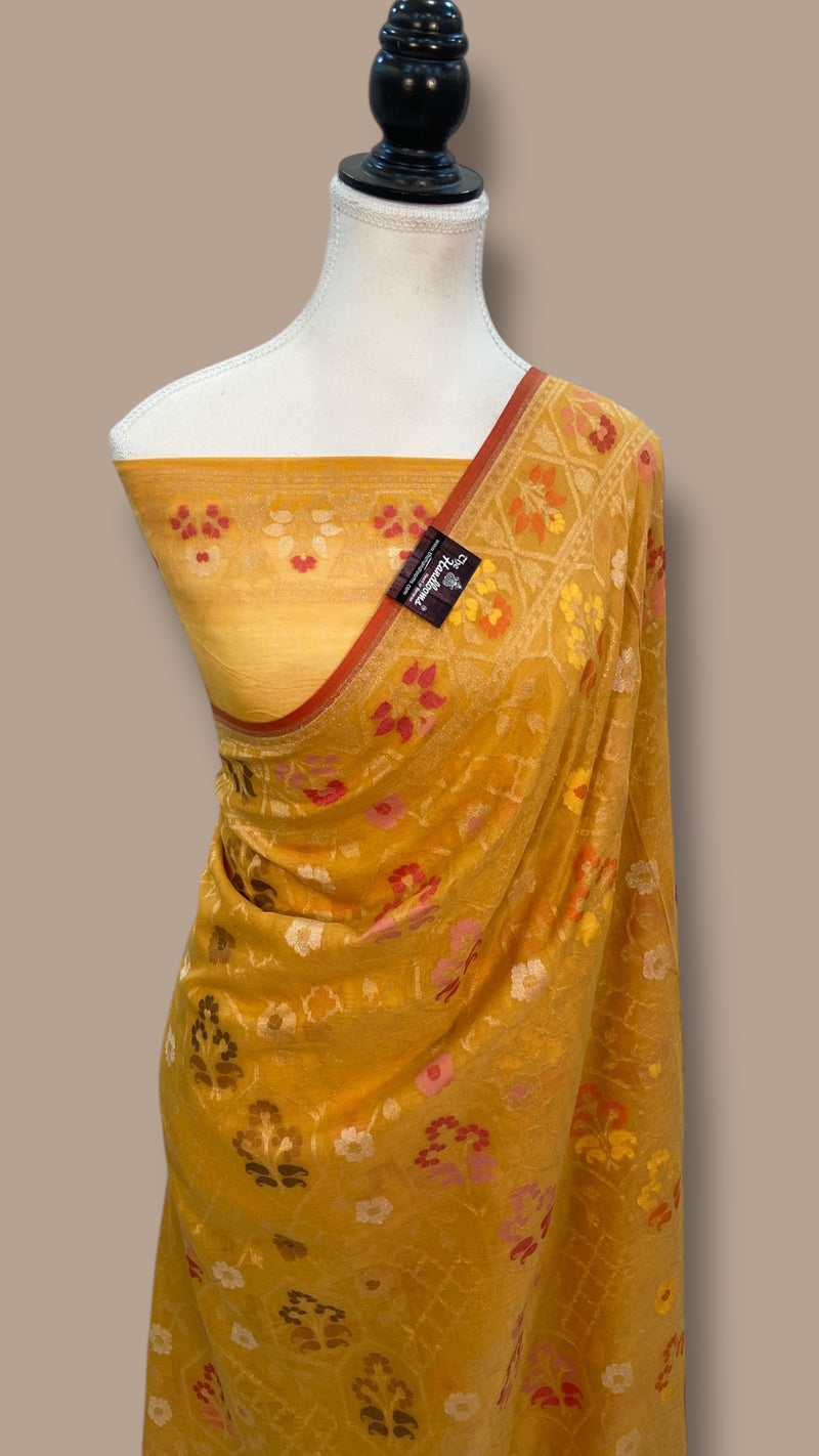 Pure Cotton Jamdani Handloom Banarasi Saree - The Handlooms