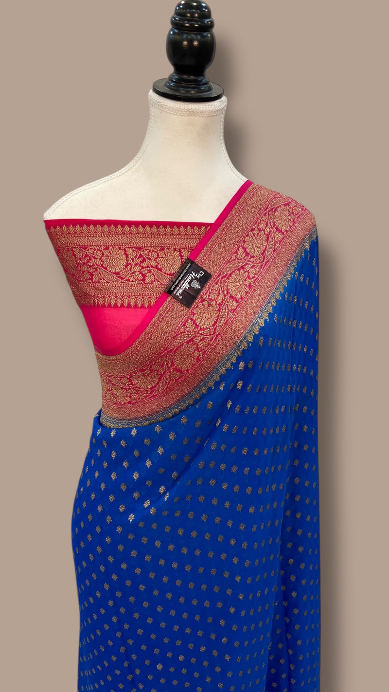 Pure Khaddi Georgette Handloom Banarasi Saree - The Handlooms
