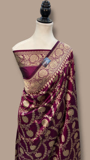Pure Katan Silk Banarasi Handloom Saree - All over Jaal work - The Handlooms