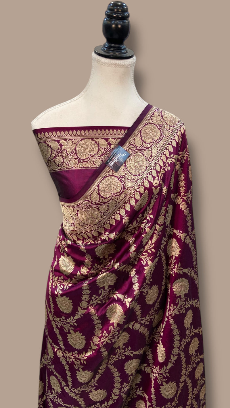 Pure Katan Silk Banarasi Handloom Saree - All over Jaal work - The Handlooms