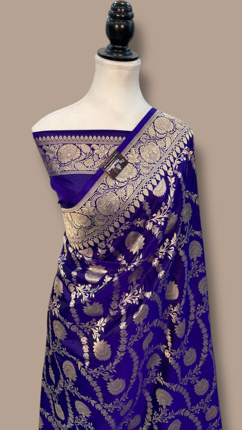 Pure Katan Silk Banarasi Handloom Saree - All over Jaal work - The Handlooms