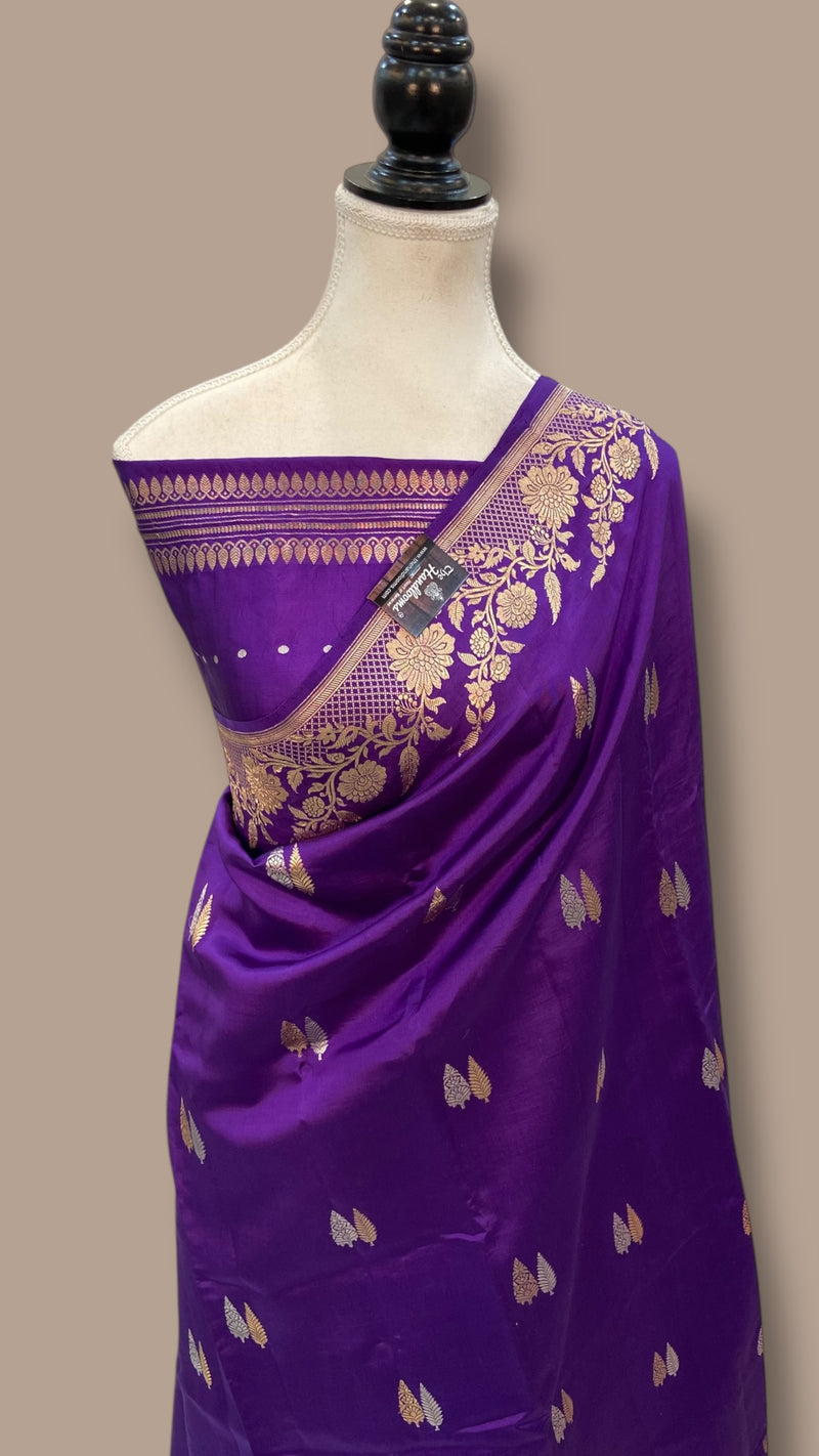 Pure Katan Silk Banarasi Handloom Saree - All over Kadua motifs - The Handlooms