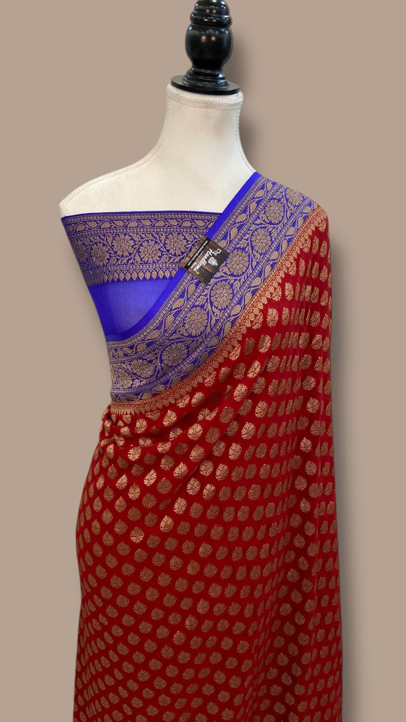 Khaddi Georgette Handloom Banarasi Saree - The Handlooms