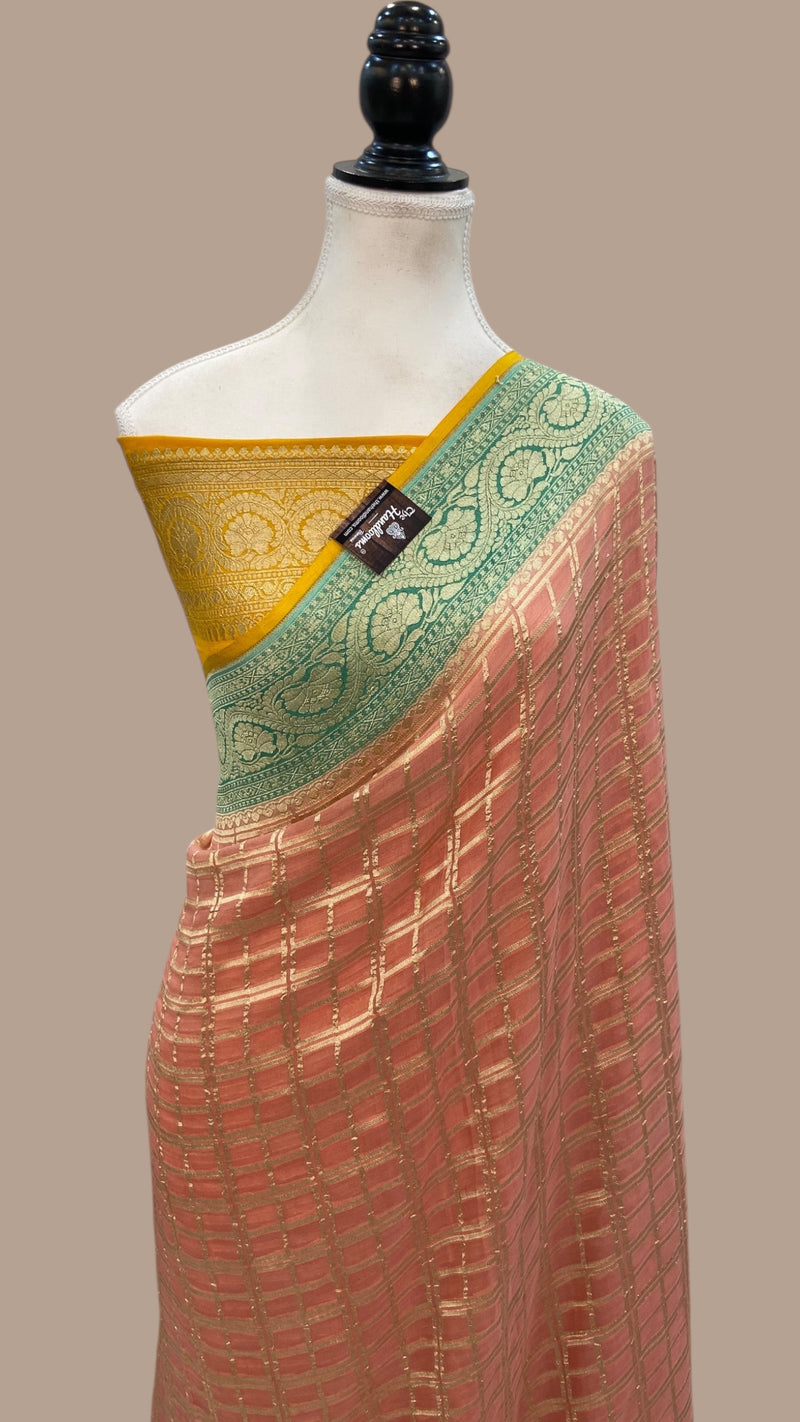 Khaddi Georgette Handloom Banarasi Saree - The Handlooms