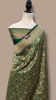 Regal Pure Katan Silk Banarasi Saree – Handwoven Tanchui Brocade - The Handlooms