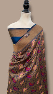 Regal Pure Katan Silk Banarasi Saree – Handwoven Tanchui Brocade - The Handlooms