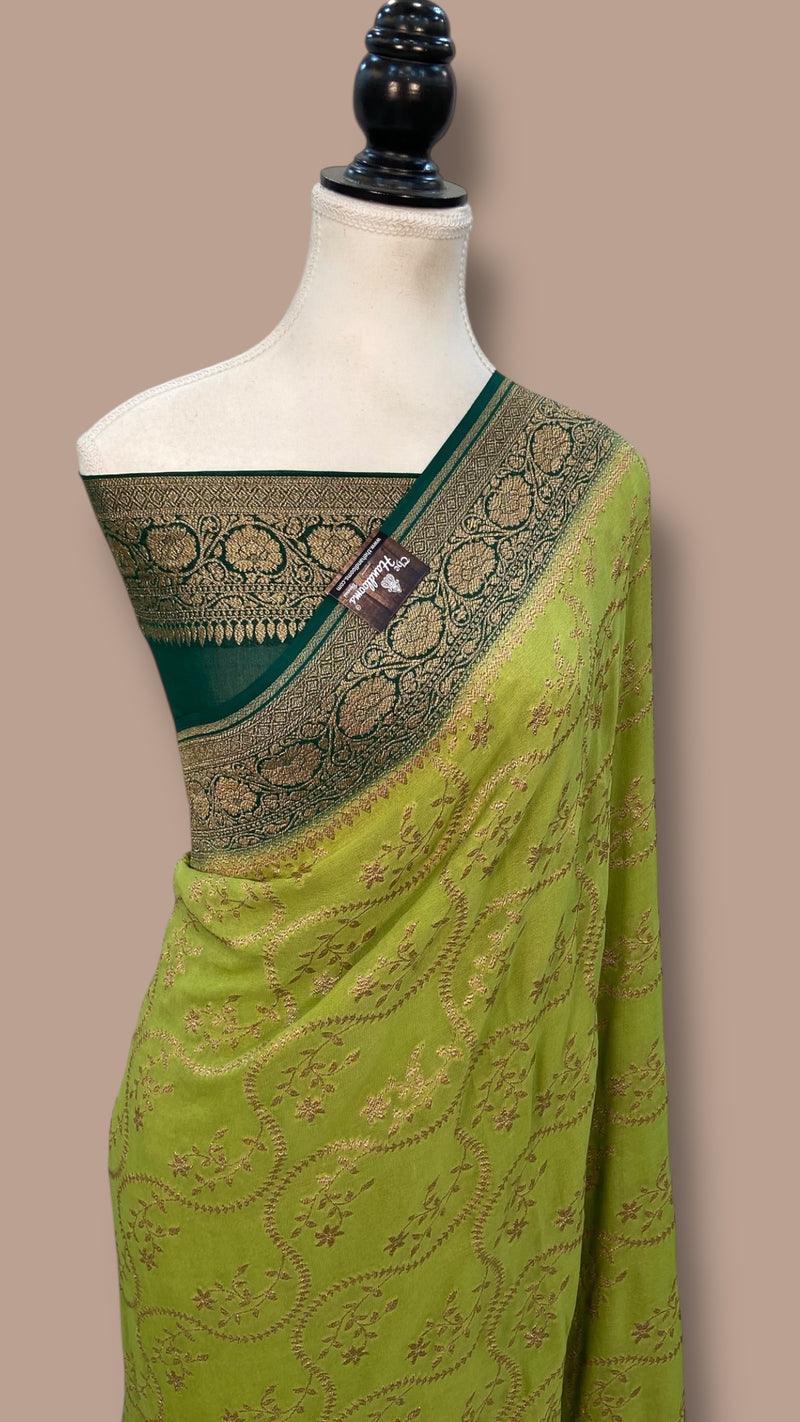 Pure Khaddi Georgette Handloom Banarasi Saree - The Handlooms