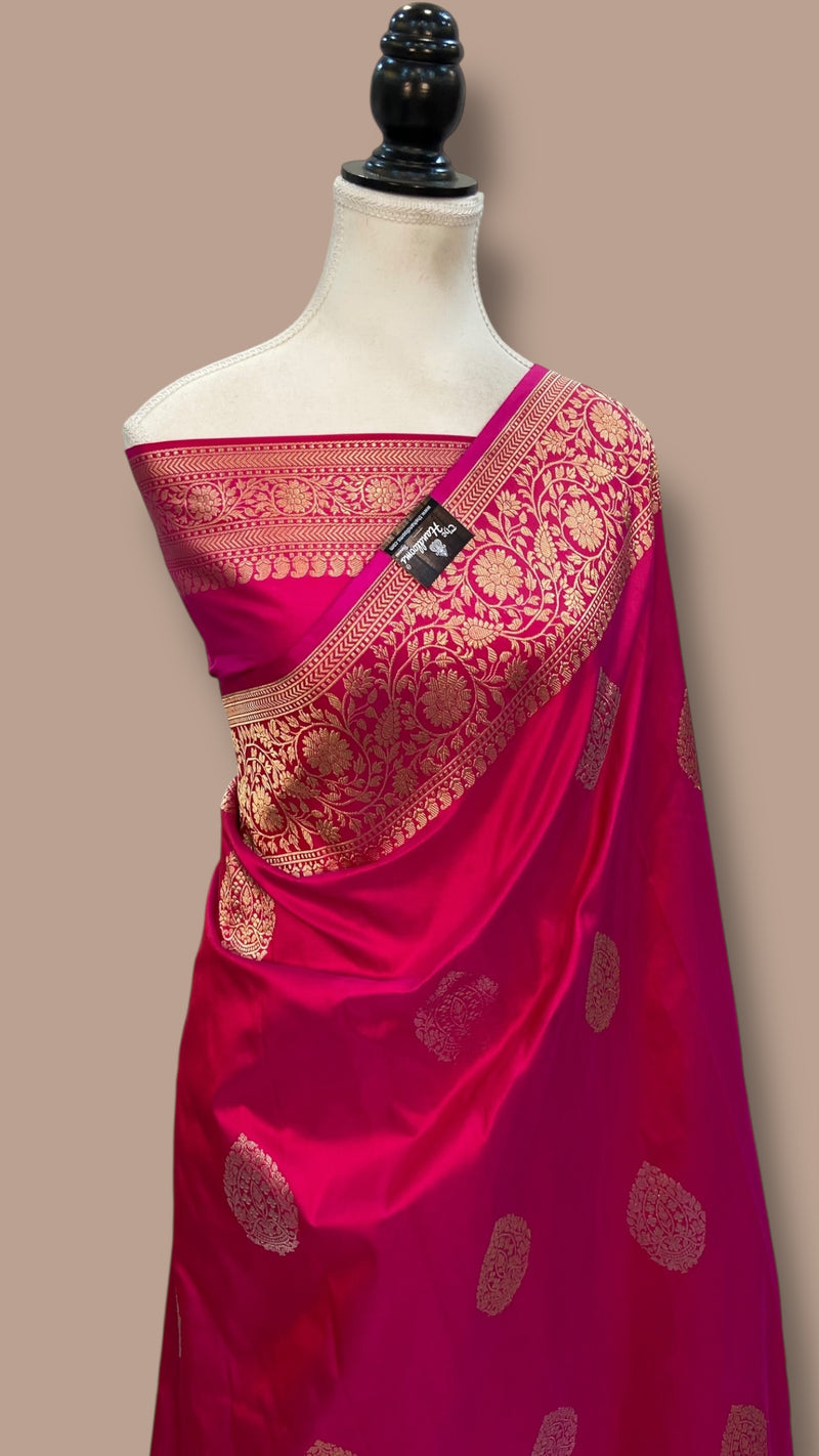 Pure Katan Silk Banarasi Handloom Saree - All Over Sona Roopa Kadua Boota - The Handlooms
