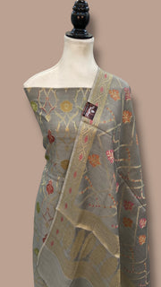 Pure Moonga Georgette Banarasi Dress Material - The Handlooms