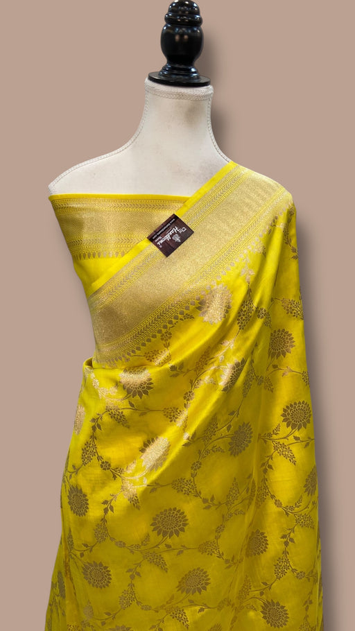 Yellow Pure Chiniya Khaddi Handloom Banarasi Saree - The Handlooms