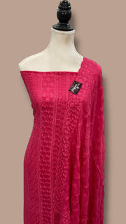 Pure Georgette Banarasi Chikankari Dress material - The Handlooms