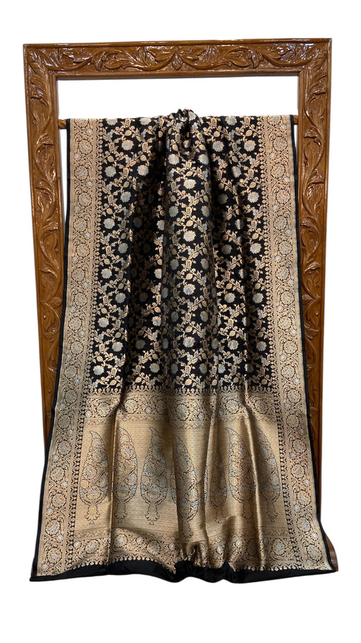 Pure Katan Silk Banarasi Handloom Saree - All Over Sona Roopa Jaal Work - The Handlooms