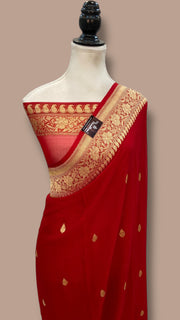 Pure Georgette Banarasi Saree - Gold zari - The Handlooms